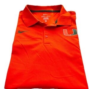 Miami Hurricanes The U Nike Fit Dry Orange Short Sleeve Polo Shirt Men's Sz-XL